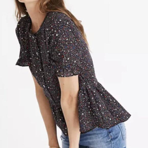 MADEWELL STUDIO RUFFLE-HEM TOP IN STARRY NIGHT SIZE SMALL - Picture 7 of 8